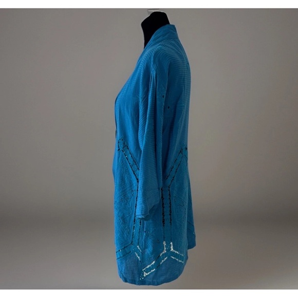 Soft Surroundings Nightingale Topper Sz S Blue Resort Beach Swim Cover Boho - Picture 3 of 10